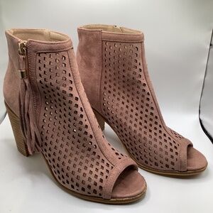 Catherine Malandrino Open-Toe Leather Boots , Size: 8, Light Pink